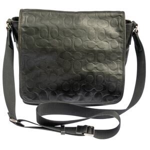 COACH Black Purse Heritage Crossbody Leather Saddle Bag C Embossed F71172